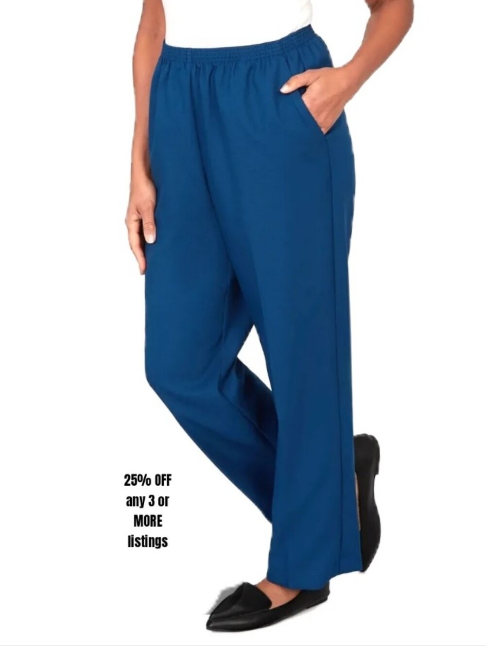Alfred Dunner Straight Leg Pants Blue Plus Size 18W Flat Front Pockets Work